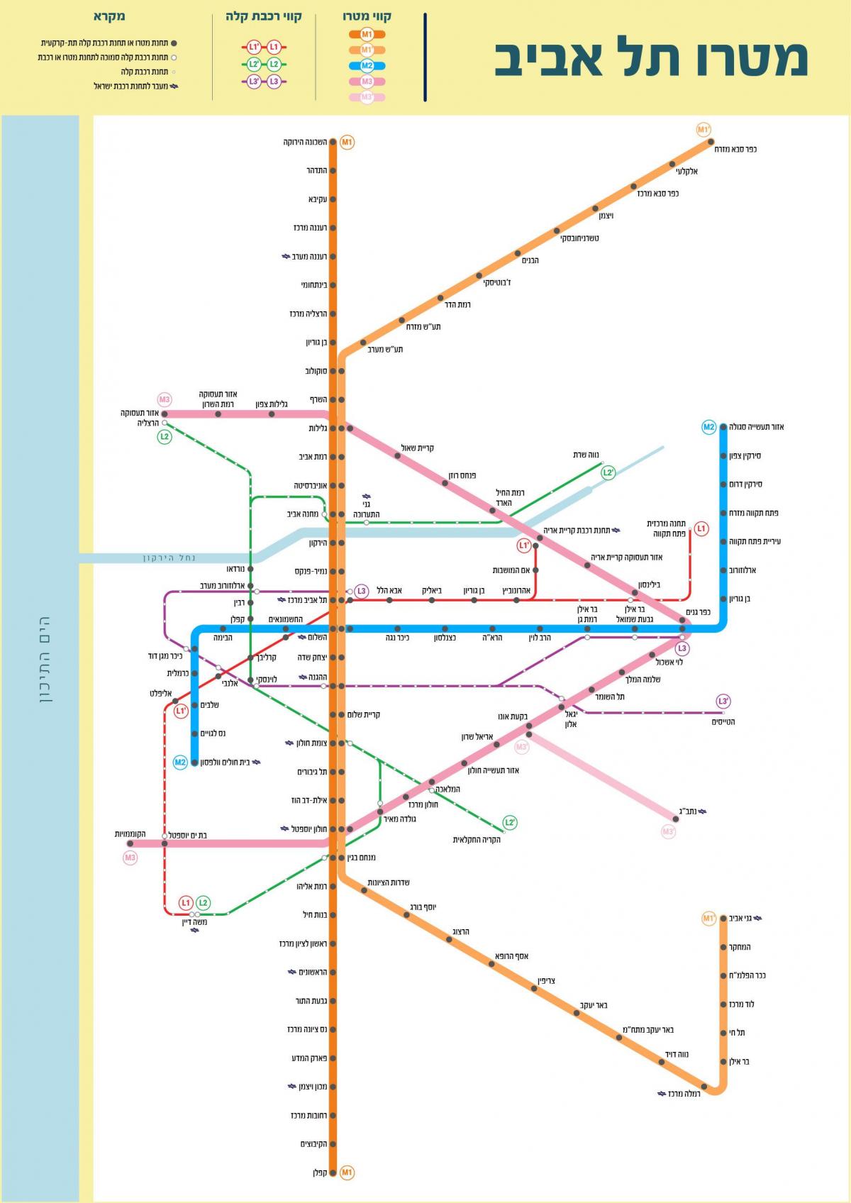 Tel Aviv metro stations map